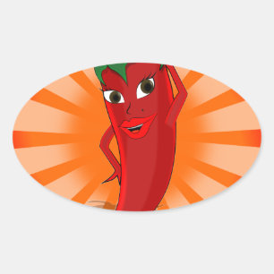 Red Pepper Superstar Ovale Sticker