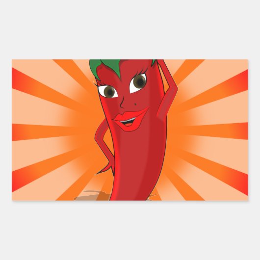 Red Pepper Superstar Rechthoekige Sticker (Voorkant)