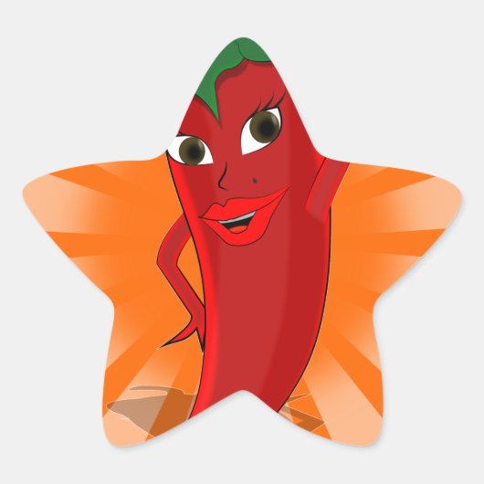 Red Pepper Superstar Ster Sticker (Voorkant)