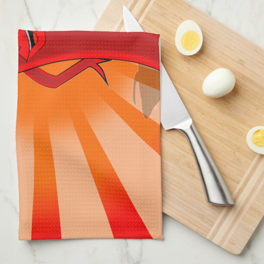 Red Pepper Superstar Theedoek (Quarter Fold)