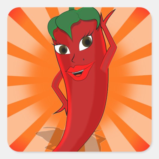 Red Pepper Superstar Vierkante Sticker (Voorkant)