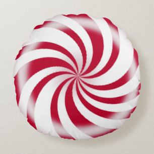 Red Peppermint Snoep Swirl Holiday Rond Kussen