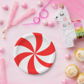 Red Peppermint Swirl Papieren Bordje (Feest)