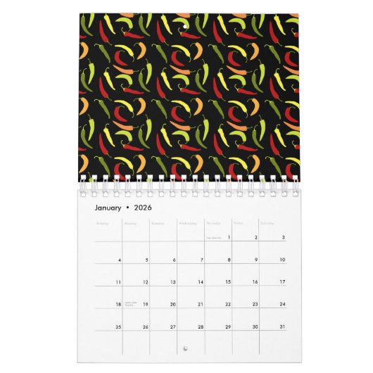 Red Peppers Cinco de Mayo Mexican Hot Spicy Food Kalender (Jan 2026)