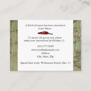 Red Peppers Hotel Accommodatie Enclosure Cards Informatiekaartje
