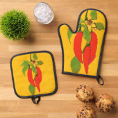 Red Peppers on the Vine Ovenwant & Pannenlap Set (Top down)