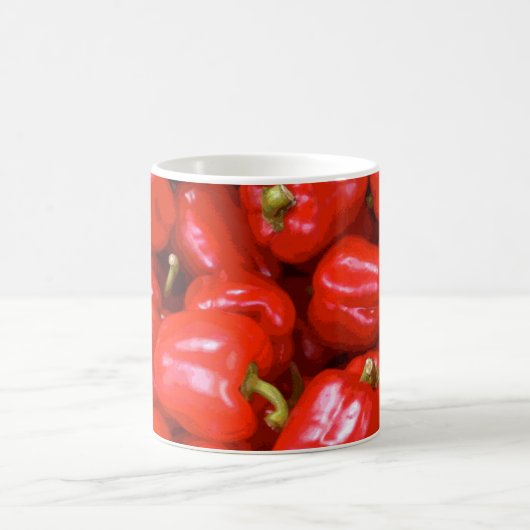 Red Peppers Patroon in een geposteriseerd ontwerp Koffiemok (Center)