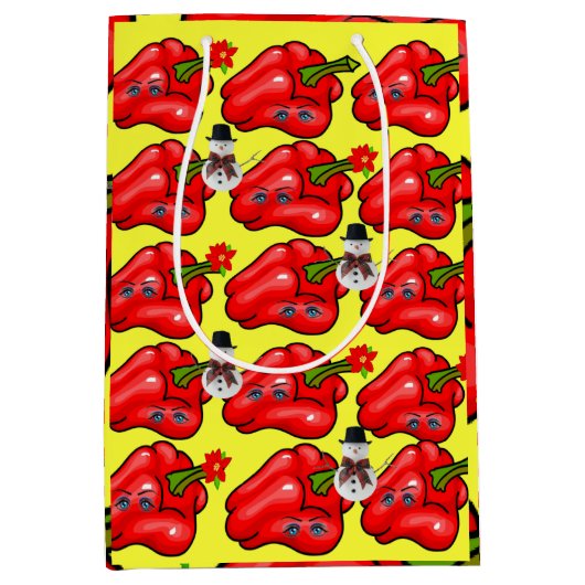 Red Peppers, Snowman-kerstcadeaus Medium Cadeauzakje (Voorkant)