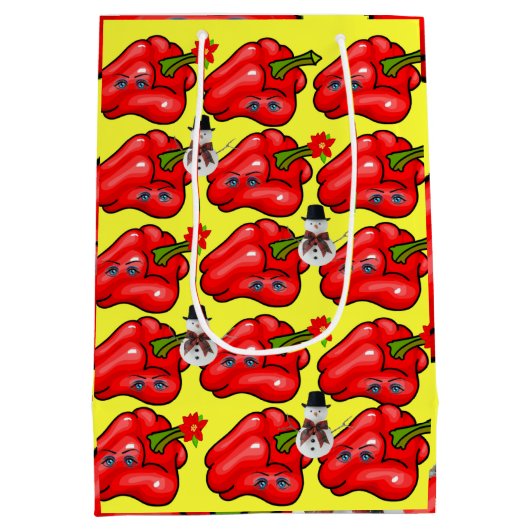 Red Peppers, Snowman-kerstcadeaus Medium Cadeauzakje (Achterkant)
