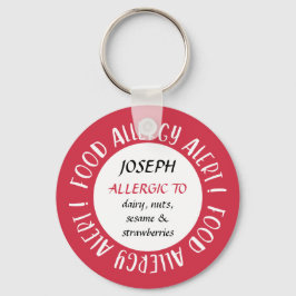 Red Personalised Food Allergy Alert Gepersonalisee Sleutelhanger