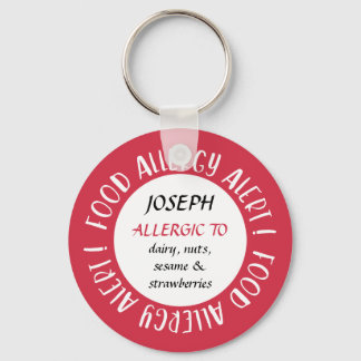 Red Personalised Food Allergy Alert Gepersonalisee Sleutelhanger