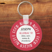 Red Personalised Food Allergy Alert Gepersonalisee Sleutelhanger (Voorkant)