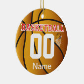 Red personaliseer Basketball Number Ornament (Rechts)