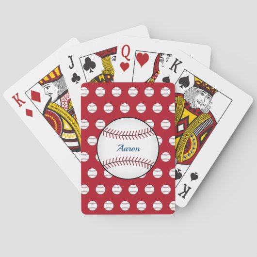 Red Personalized Baseball Classic Playing Cards Pokerkaarten (Achterkant)