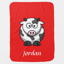 Red Personalized Cow Blanket