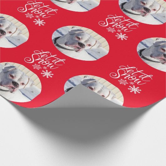 Red Personalized Dog Foto Cadeaupapier (Hoek)