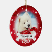 Red Personalized Dog Pet Foto Kerstversieringen Keramisch Ornament (Rechts)