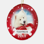 Red Personalized Dog Pet Foto Kerstversieringen Keramisch Ornament (Links)