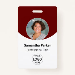 Red Personalized Foto, Logo, Barcode Employee Badge