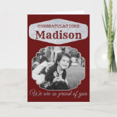 Red Personalized Glitter Afstuderen Kaart (Voorkant)