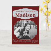 Red Personalized Glitter Afstuderen Kaart (Gele Bloem)