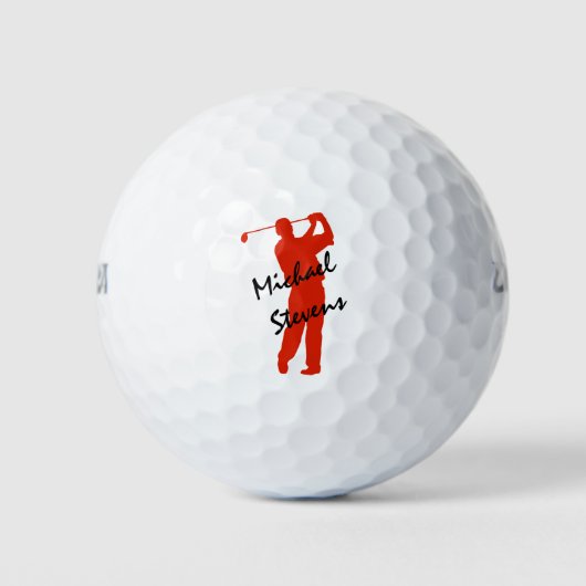 Red Personalized Golfer Golfballen (Voorkant)