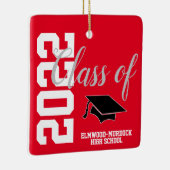 Red Personalized High School Afstuderen Keramisch Ornament (Rechts)