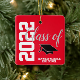 Red Personalized High School Afstuderen Keramisch Ornament