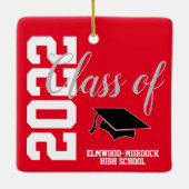 Red Personalized High School Afstuderen Keramisch Ornament (Achterkant)