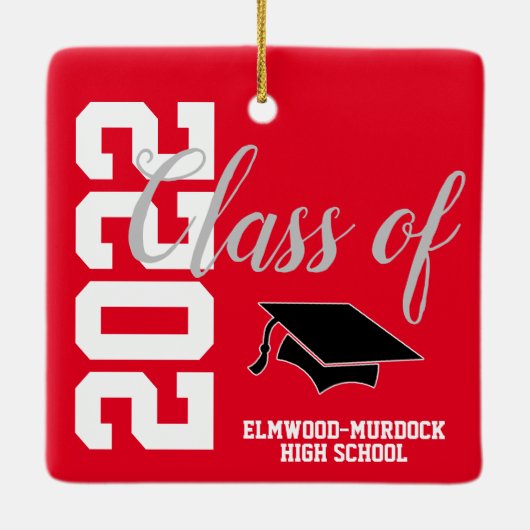 Red Personalized High School Afstuderen Keramisch Ornament (Achterkant)