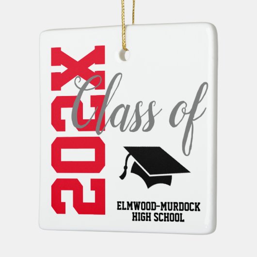Red Personalized High School Afstuderen Kerstmis Keramisch Ornament (Links)