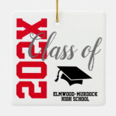 Red Personalized High School Afstuderen Kerstmis Keramisch Ornament (Achterkant)