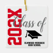 Red Personalized High School Afstuderen Kerstmis Keramisch Ornament (Voorkant)