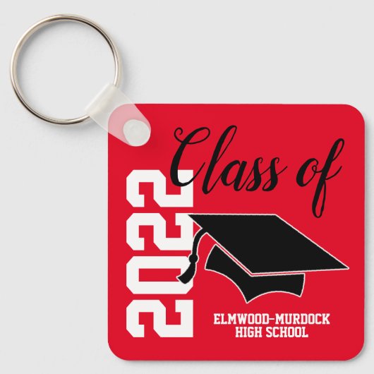 Red Personalized High School Graduation Favors Sleutelhanger (Voorkant)