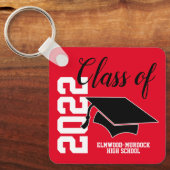 Red Personalized High School Graduation Favors Sleutelhanger (Voorkant)