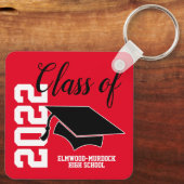 Red Personalized High School Graduation Favors Sleutelhanger (Achterkant)