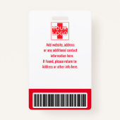 Red Personalized Hospital of Clinic Employee Badge (Achterkant)
