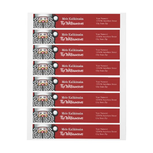 Red Personalized Mele Kalikimaka Santa Address (Vel)