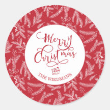 Red Personalized Merry kerstfeestay Stickers