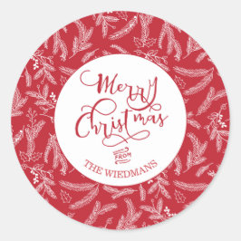 Red Personalized Merry kerstfeestay Stickers