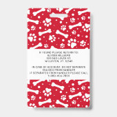 Red Personalized Paw Prints Service Dog Foto ID Badge (Achterkant)