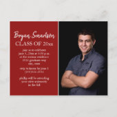 Red Personalized Photo Graduation Party Briefkaart (Voorkant)