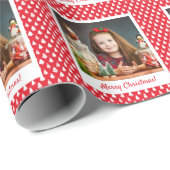 Red Personalized Photo Merry Kerstfeestay Cadeaupapier (Rol Hoek)