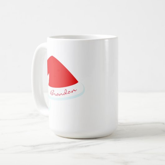 Red Personalized Santa Hat Holiday Mok (Voorkant links)