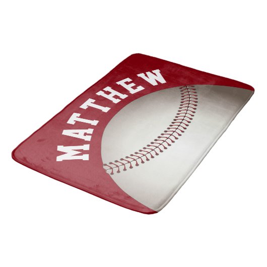 Red Personalized Sports Baseball Design Badmat (Gekanteld)
