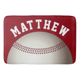 Red Personalized Sports Baseball Design Badmat
