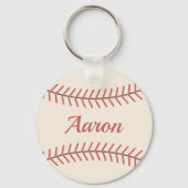 Red Personalized Vintage Baseball Keychain Gift (Voorkant)