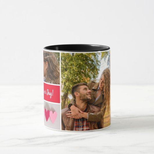 Red Persoonlijke Happy Valentine's Day Foto Mok (Midden)