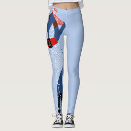 Red Pet Belt Blue Dress Thick Chic Leggings