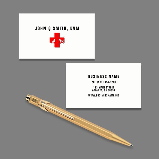 Red Pet Care Cross Veterinary Visitekaartje